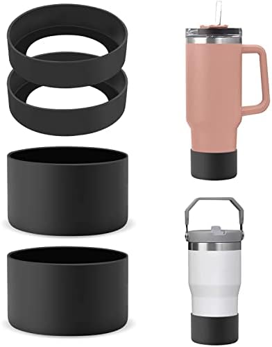 4 Pacote de silicone protetora para Stanley Quencher Adventure 40oz e Stanley Iceflow 20oz 30oz, tampa de manga inferior da