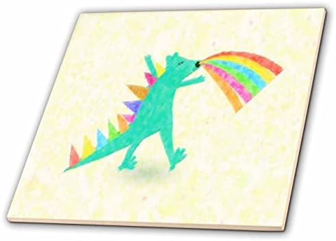 Imagem de 3drose de dinossauro aqua com cores de arco -íris impressionismo pintado - telhas