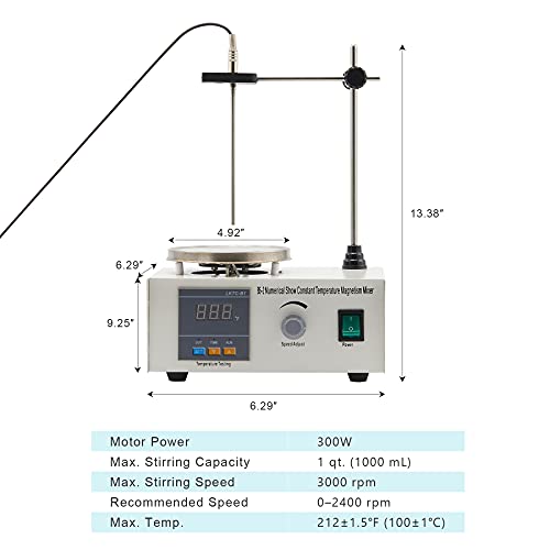 Vonoya Magnetic Sirrrer Plate, 85-2 Magnet Sirrrer com exibição de temperatura digital e ajuste de velocidade, misturador