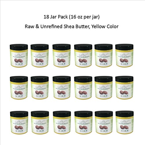 Smellgood - Manteiga de karité não refinada, totalmente natural e orgânica, cor amarela, embalada em jarra de 16 onças, 40 unidades