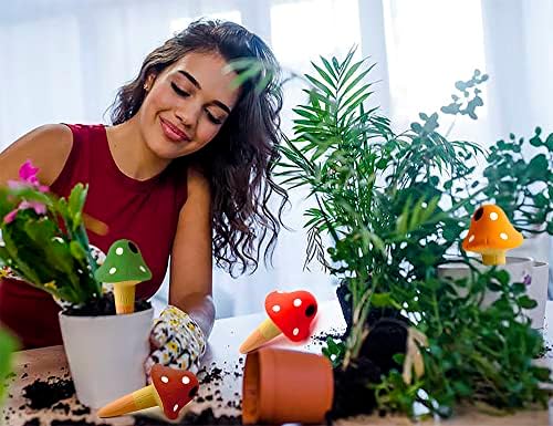 Adabocute Terracota Plant Globes Globes-Mushroom Auto-rega de picos de embalagem de embalagem Bulbos de água para plantas internas