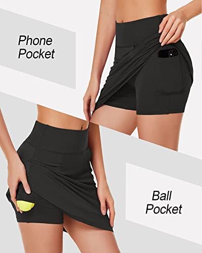 Saias atléticas de skorts femininos de coorun com bolsos de joelho de joelho short short saia casual para treino de tênis