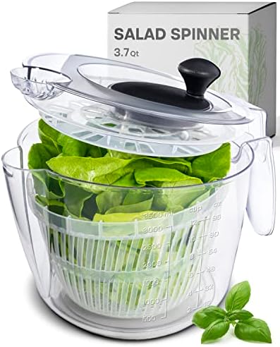 Juntou -se a salada pequena com alça rotativa, medindo jarro e crankander - giratória de alface múltipla rápida e fácil, secadora de
