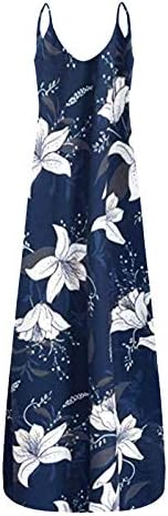 Mulheres vestido gráfico sem mangas de verão com bolso novato floral solar as borboletas impressão maxi vestido praia de vestido