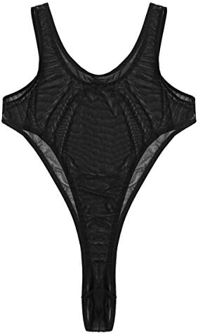 HAITRYLI Mens de uma peça Veja através do Wrestling Singlet Mumpsuit Tank sem mangas tanque de altura de lingerie leotard bodysuit