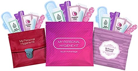 3 x kits all-in-one menstruais-cores variadas | Conveniência em movimento | Pacotes de kit de período único | Produtos de higiene