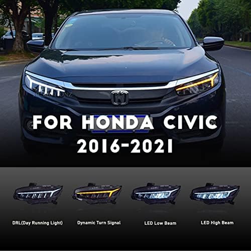 Faróis de LED de HCMotion para a 10ª geração Honda Civic -2022 com lâmpada de cabeça LED completa do sinal de giro sequencial para Honda Civic Sedan/cupê/montagem de hatchback
