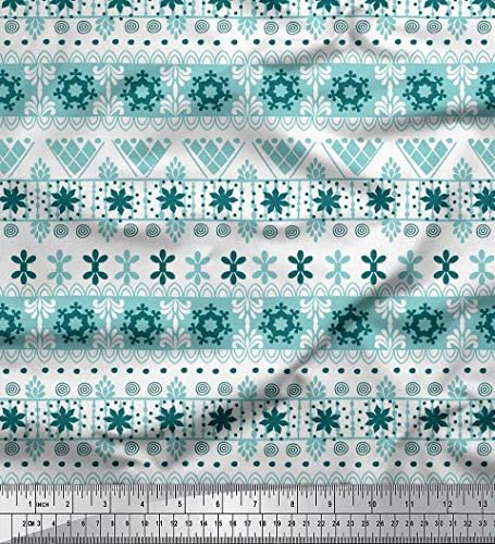Soimoi Cotton Jersey Fabric Stripe & Snowflake de estampa étnica de tecido de costura quintal de 58 polegadas de largura