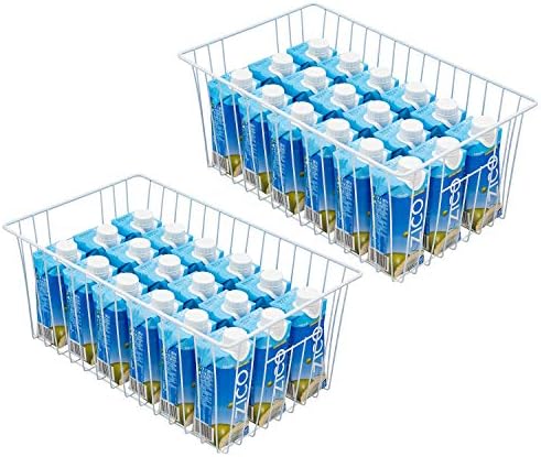 Cestas de armazenamento de arame de congelador de 16 polegadas, caixas de geladeira doméstica com alças embutidas para