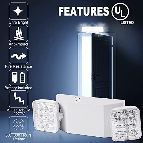 24 PCS LEVias comerciais de LED comercial, luz de emergência com backup de bateria, luminária de emergência de duas