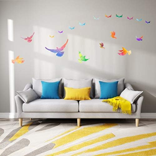 Adesivos de desenho animado solustre adesivos de parede de pássaro voando adesivos de parede de aquarela decalques de