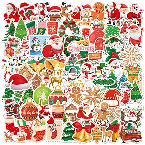 Adesivos de Natal 100pcs, adesivos de decoração de feliz natal para laptop, garrafa de água, envelopes, artesanato de festas de festas