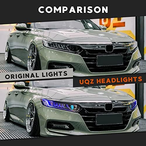 Faróis de LED uqz compatíveis com Honda Accord 10th Gen 2018 2019 2020 2021, Blue Devil Eye Automotive Fartlights Plug & Play Head Lamps