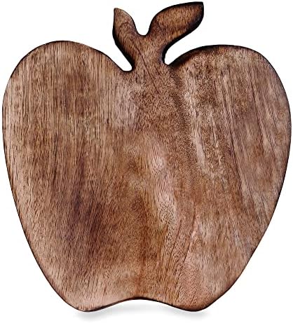 SUNDERSHALA Bandeja de servir de maçã de madeira, bandeja de madeira com alças acabamento natural, ótimo para bandejas de jantar,