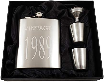Conjunto de presentes de Flask Vintage 1989 - Grande Presente de 34º Aniversário