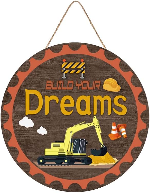 Construa seus sonhos Saixas motivacionais Placa de placas de madeira, citação inspiradora Sinal de porta pendurada de madeira, transporta