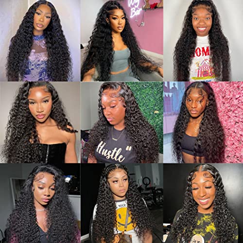 Niravya HD Wave Deep Lace Front Wigs Cabelo humano pré -arrancado com cabelos para bebê transparente onda de água sem glútera Lace Wigs frontal perucas de cabelo humano para mulheres negras 180% densidade