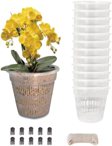 Tialero Orchid Pot, 12 panelas de orquídea com orifícios, 5,5 pol e 4,5 pol.