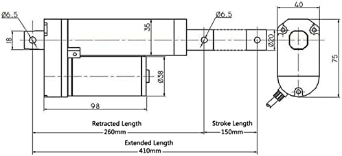QAZNHODDS ATUADOR LINEAR ELÉTRICO 2PCS 150mm STAW 12Volt DC 5,7 mm/s 1500n = 150 kg de elevação máxima de carga para sofá elétrico, cama, janela