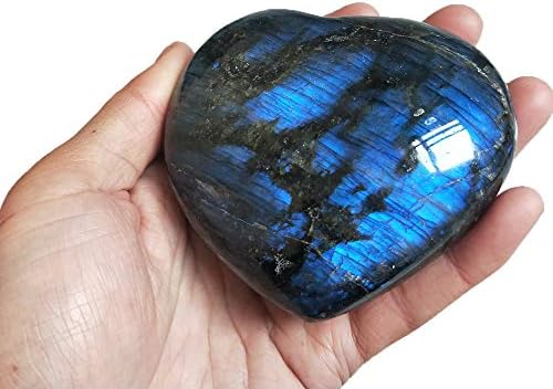 LGW Crystal 7-8cm Labradorita Natural Heart Stone Loons Pedras naturais e minerais Cura Jóias de amor decoração