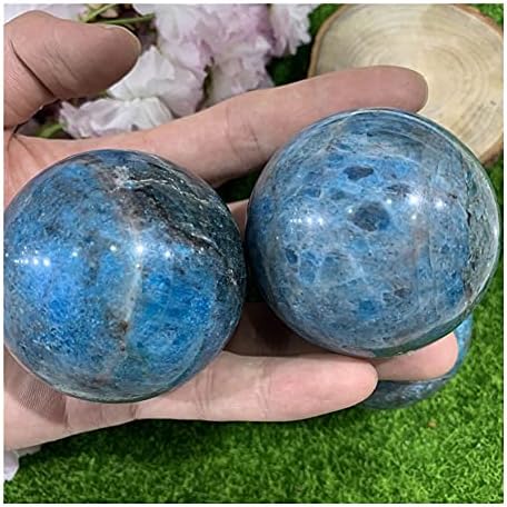 KKSI Cura Meditação Azul Natural Apatita Bola de Pedra Cura de Cristal Pedra Energia Reiki para Decoração para Decoração,