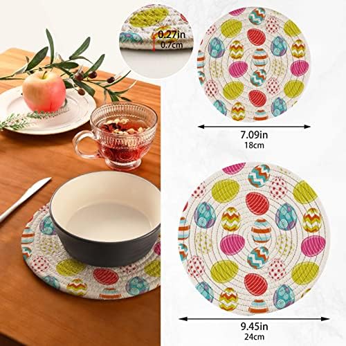 Alaza lindos portadores de vasos de ovo de páscoa Trivets Defina 2 PCs, Potholders para cozinhas, montanhas -russas de algodão