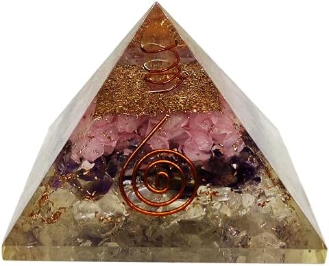 Sharvgun Amethyst, Crystal & Rose Quartz Stone Orgonita Pirâmide Cristal de Cura 65-75mm
