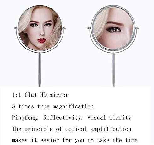 Espelhos de maquiagem de maquiagem KXA para maquiagem e barbear prata zoom de dupla face 1x e 5x ampliação 360˚ para casa