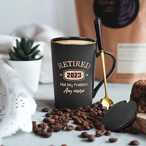 YHRJWN - Presentes de aposentadoria para homens Mulheres 2023 - Funny Aposentado 2023 Não é meu problema mais caneca de café - Feliz presentes de aposentadoria idéias para professores colegas de trabalho Famílias marido marido 14 oz