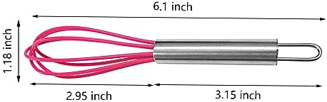 Wtcynla 4 pack 6 Mini-silicone de silicone de 4 coloras com brechas de aço inoxidável batedor de ovos batedor de leite batedor de