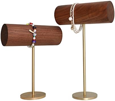 Gemeshou Walnut Bracelet Organizer Stand, suporte de pulseira de madeira, Stand Stand Display Jóias T Organizador de barra