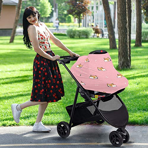 Animais fofos Capas de assento de carro de bebê Corgi Cachorro - Lenço da amamentação, dossel de carro de uso múltiplo, para mães e babyies