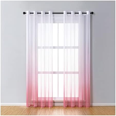 Daesar 2 painéis cortinas semi -pura para a sala de estar, cortinas de ilhós de voile, gradiente rosa de poliéster, cortinas de quarto