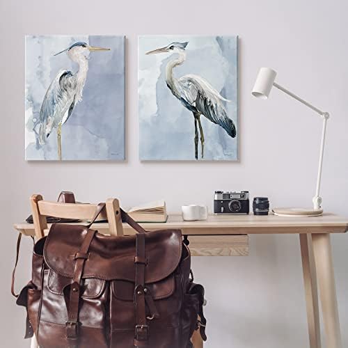 Stuell Industries Heron Birds Standing Blue Sky Sky Watercolor Painting, Design by Stellar Design Studio