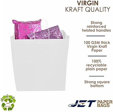 Sacos de papel a jato 15 ”x10” x15.75 ”Virgin Kraft Paper Sacos de presente com alças torcidas a granel. Ideal para DIY, negócios, viagem, mercearia, boa