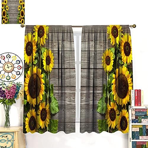 Girassol amarelo na prancha de madeira cortinas domésticas exclusivas para quarto quarto garotas quarto quarto 42x63innch