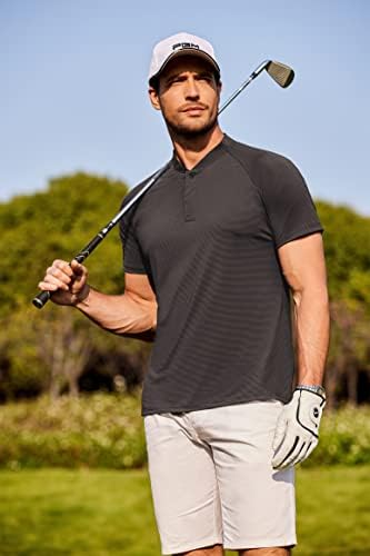 Coofandy Men's Quick Dry Golf Polo Camisetas de manga curta Henley camisa ativa atlética sem camisetas esportivas