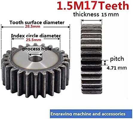 Alanooy 1pc 1,5m 17 dentes pinhão 1.5modulus 17t engrenagem de esporão para transmissão de rack de marchas/engrenagem convexa