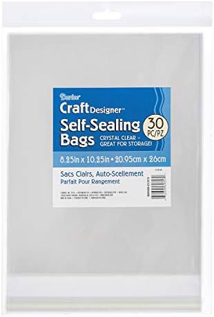 Darice 1115-18 30/Pacote Plastic Auto-Sealing Bags, 8-1/4 por 10-1/4 polegadas, claro