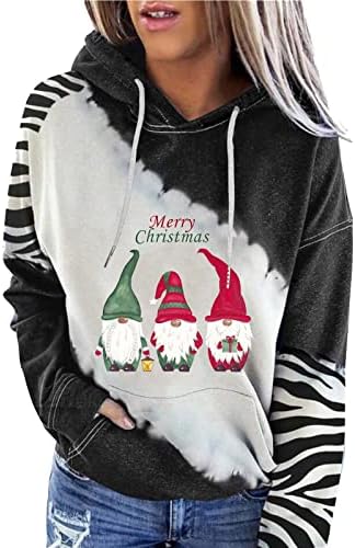 Ayaso Womens Frendy Christmas Pullovers de manga comprida Tops imprimem capuzes de túnicos soltos Camisetas camisetas leves