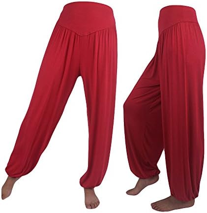 Calça feminina de honprad para trabalho de trabalho em negócios de cintura elástica de ioga larga ioga feminina algodão elástico