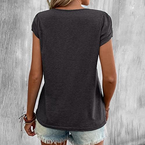 Camisetas casuais de verão para mulheres com chiffon solto jacquard tampa moda moda cor de cor curta corta de manga curta