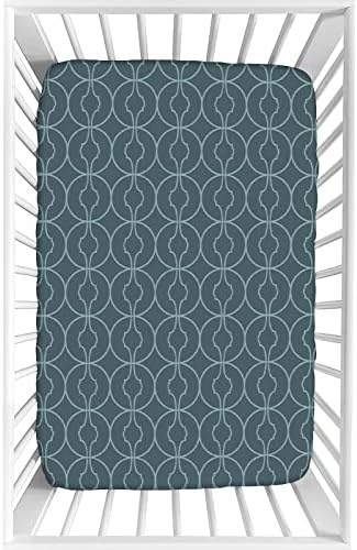 Folha de berço decorativo, Microfibra geométrica Silky Soft Soft Criandle Folhe de colchão ajustada, 28 x 52 x 8 , estilo marroquino