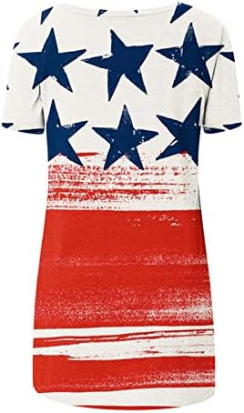 Camisas de túnica de bandeira americana para mulheres, camiseta casual de manga curta patriótica 4 de julho Tees