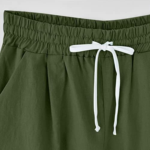 Shorts bermudas de impressão gráfica de dente -de -de -de -leão, shorts femininos casuais shorts de linho confortável calça curta de cintura elástica shorts de cordão