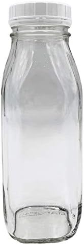 A garrafa de leite de vidro da Shoppe, vidro pesado com tampa, estilo de cremagem