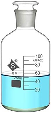 Garrafa de reagente de laboratório 125 ml garrafa de reagente de boca estreita com vidro de vidro tolo de vidro transparente