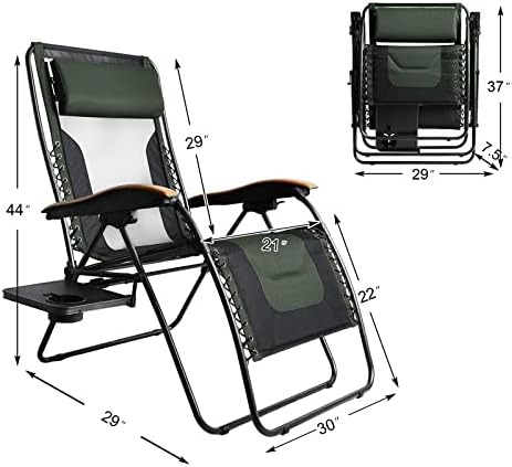 Cadeiras de gravidade zero portal conjunto de 2, cadeira de gravidade com assento acolchoado para adultos, dobrando