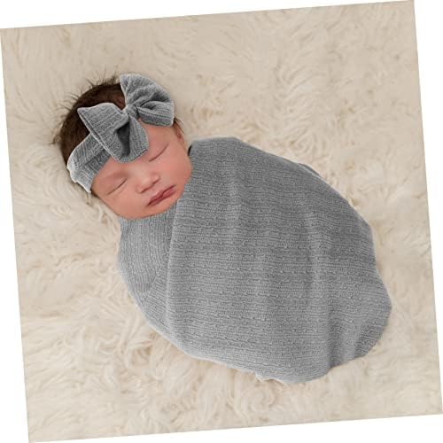 Toyandona 5 sets recém -nascidos embrulhado bebê anti -Startle Bow Suit Grey Polyster