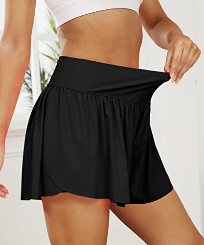 Autometes feminino 2 em 1 Flowy Butterfly Running Athletic Workout Shorts Trendy Summer Casual Casual Coloque ioga Saias